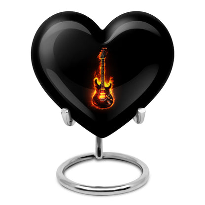 Luminous Black Guitar Benediction Urn for Human Ashes - 10-inch, 200 cu in - Yatskia