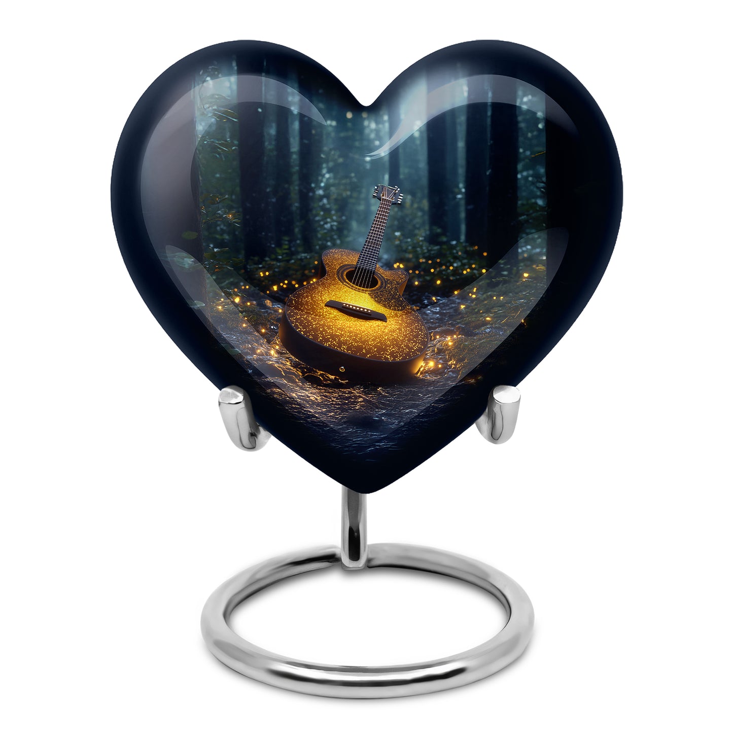 Lustrous Guitar Cremation Urns for Human Ashes - Blue 10-inch - Yatskia