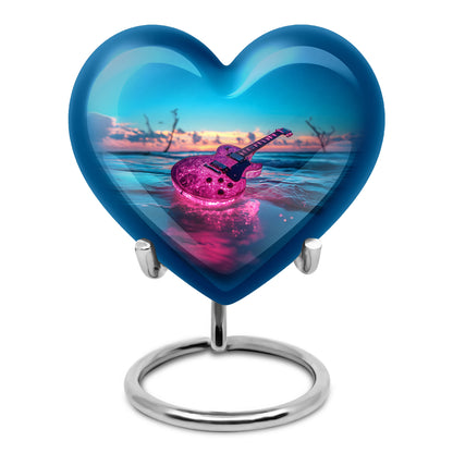 Personalized Teal Guitar Cremation Urns for Ashes - Captivating 10-inch - Yatskia