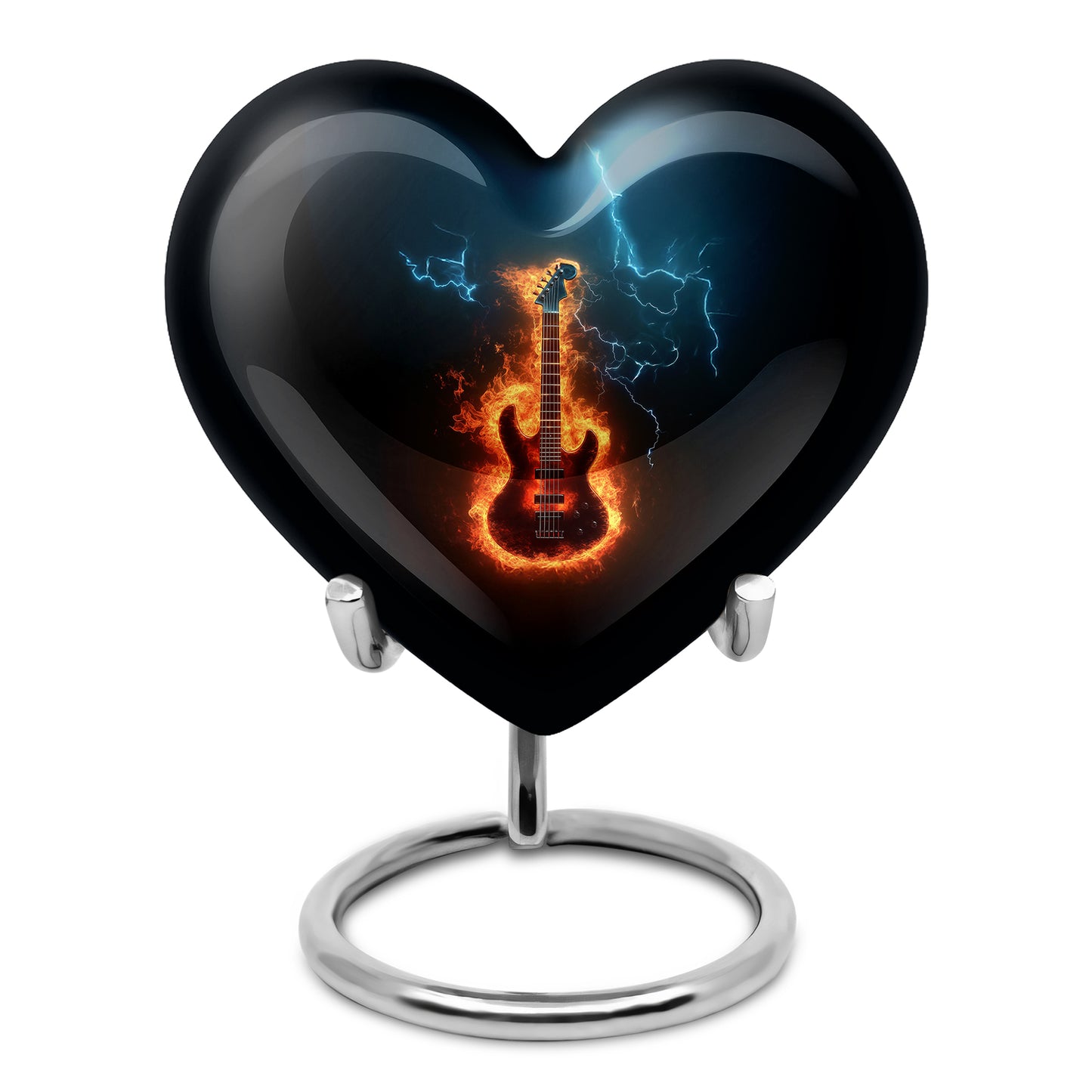 Black Guitar Cremation Urns - Enduring Dedication 10-inch, 200 cu in - Yatskia