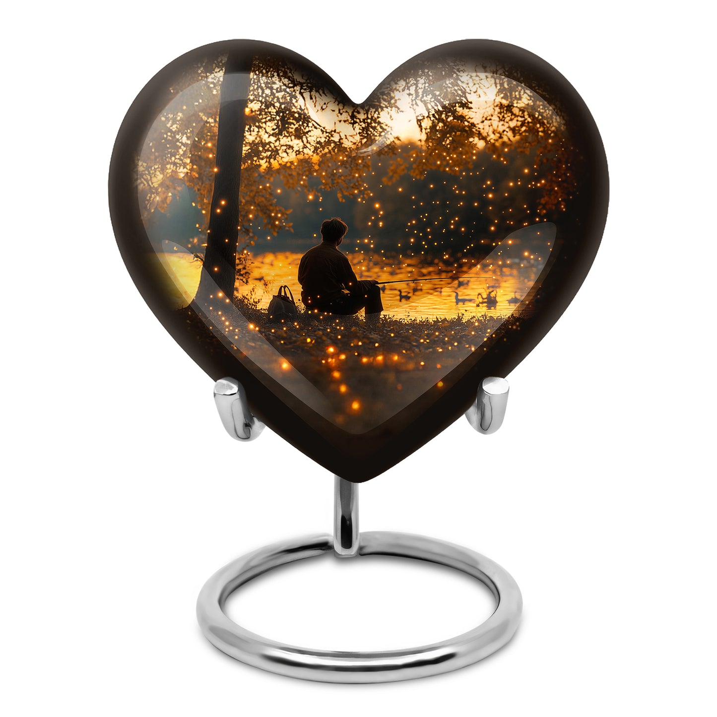 Personalized Gold Steadfast Fishing Cremation Urns for Human Ashes - 10-inch, 200 cu in - Yatskia