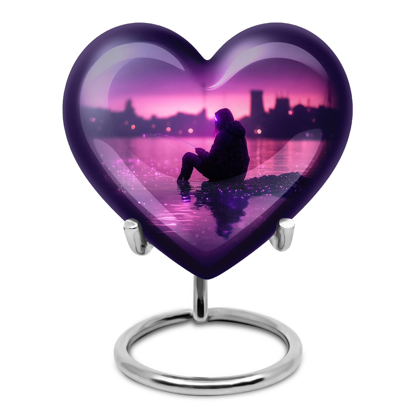 Purple Fishing Testament Cremation Urns for Human Ashes - 10-inch, 200 cu in - Yatskia