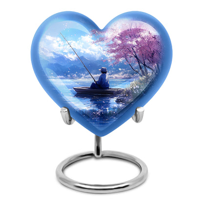 Blue Venerable Fishing Cremation Urns for Human Ashes - 10-inch, 200 cu in - Yatskia
