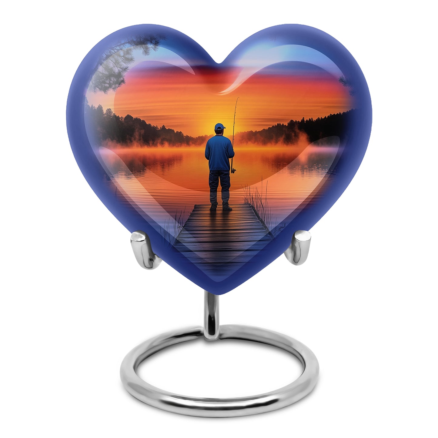 Personalized Blue Revered Fishing Cremation Urns for Human Ashes - 10-inch, 200 cu in - Yatskia