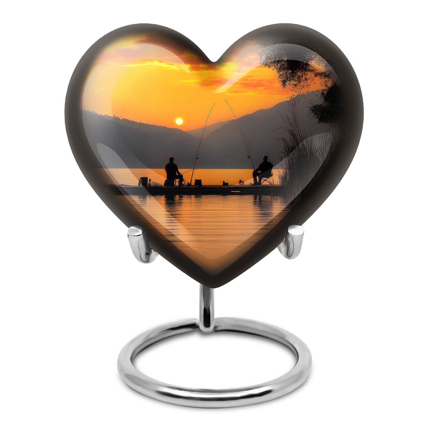 Dignified Gold Fishing Cremation Urn for Ashes - 10-inch, 200 cu in - Yatskia