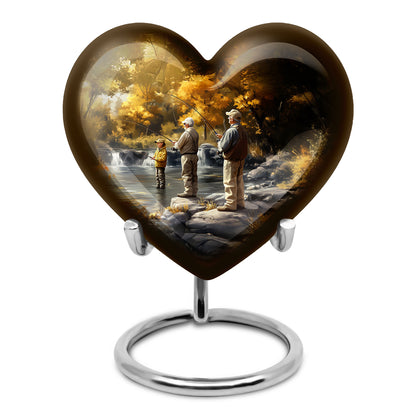 Gold Fishing Haven Cremation Urns for Human Ashes - 10-inch, 200 cu in - Yatskia