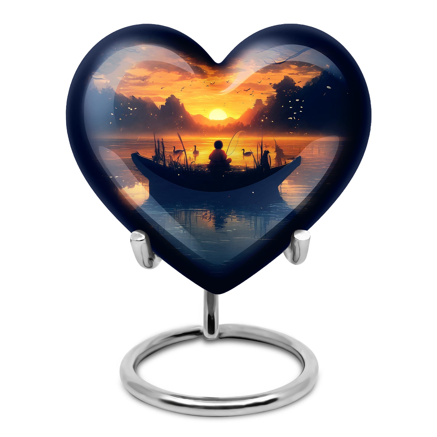 Gold Fishing Honor Cremation Urns for Human Ashes - 10-inch, 200 cu in - Yatskia