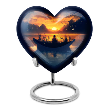 Gold Fishing Honor Cremation Urns for Human Ashes - 10-inch, 200 cu in - Yatskia
