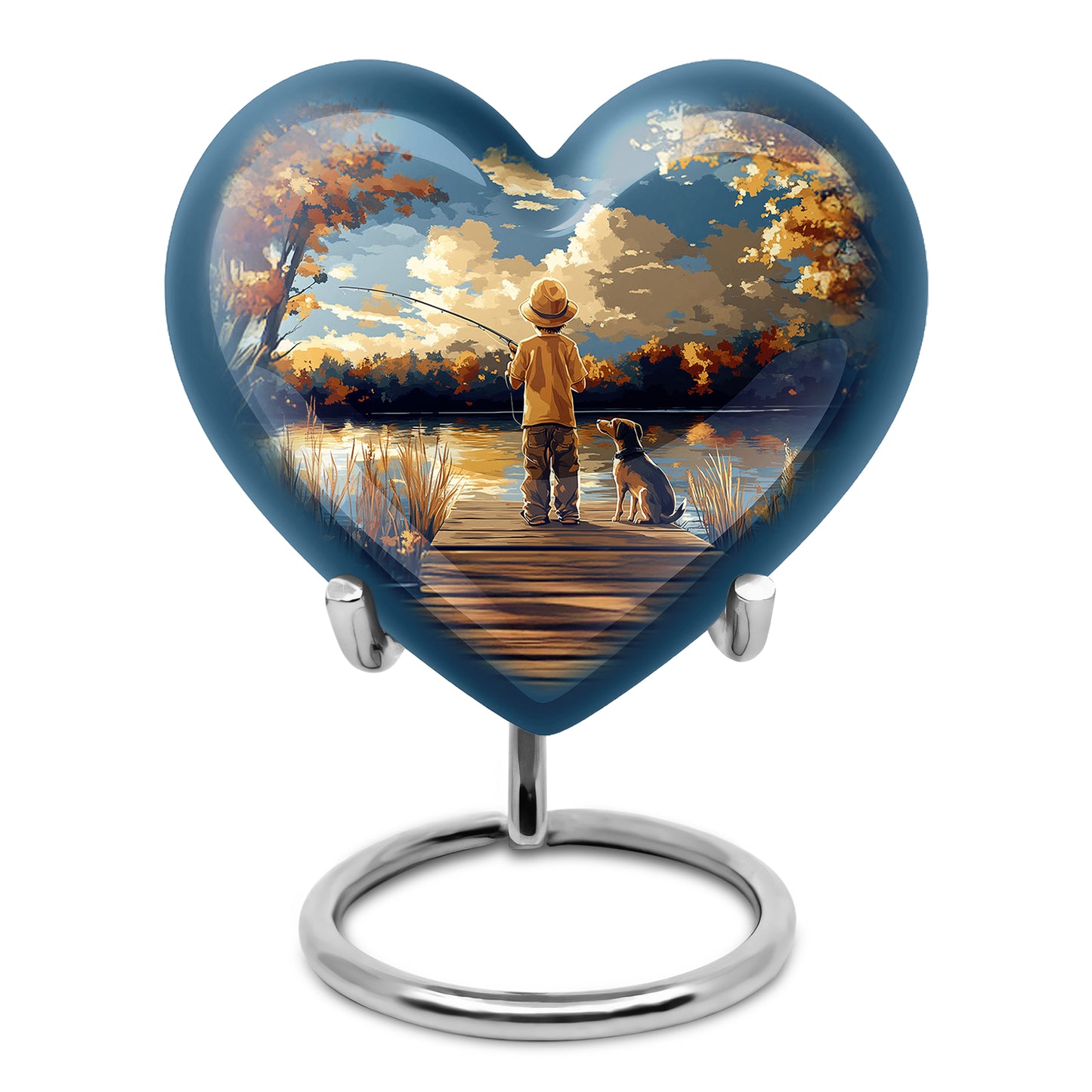 Blue Fishing Cremation Urns - Opulent Sanctuary 10-inch, 200 cu in - Yatskia