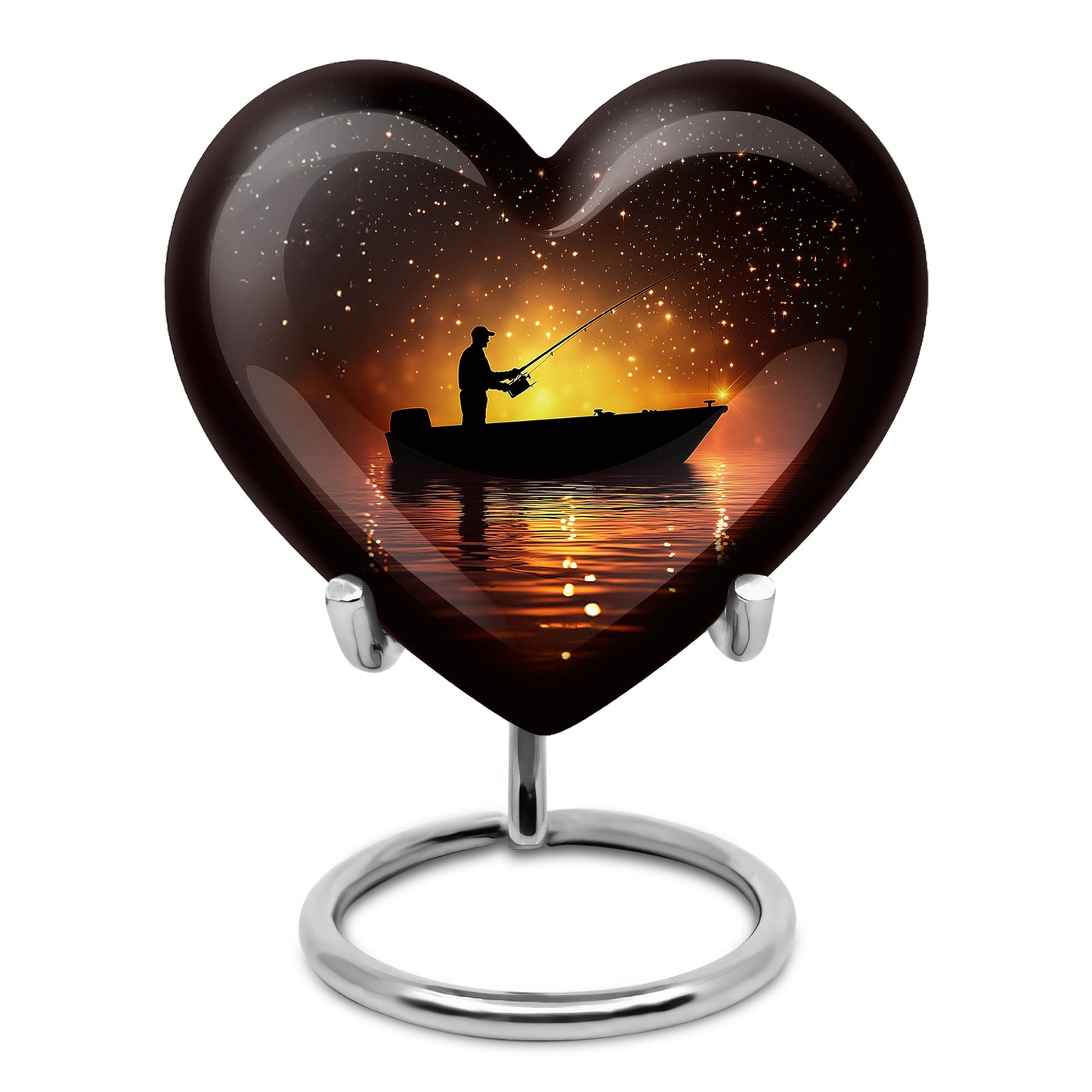 Luminous Red Fishing Homage Urn for Human Ashes - 10-inch, 200 cu in - Yatskia