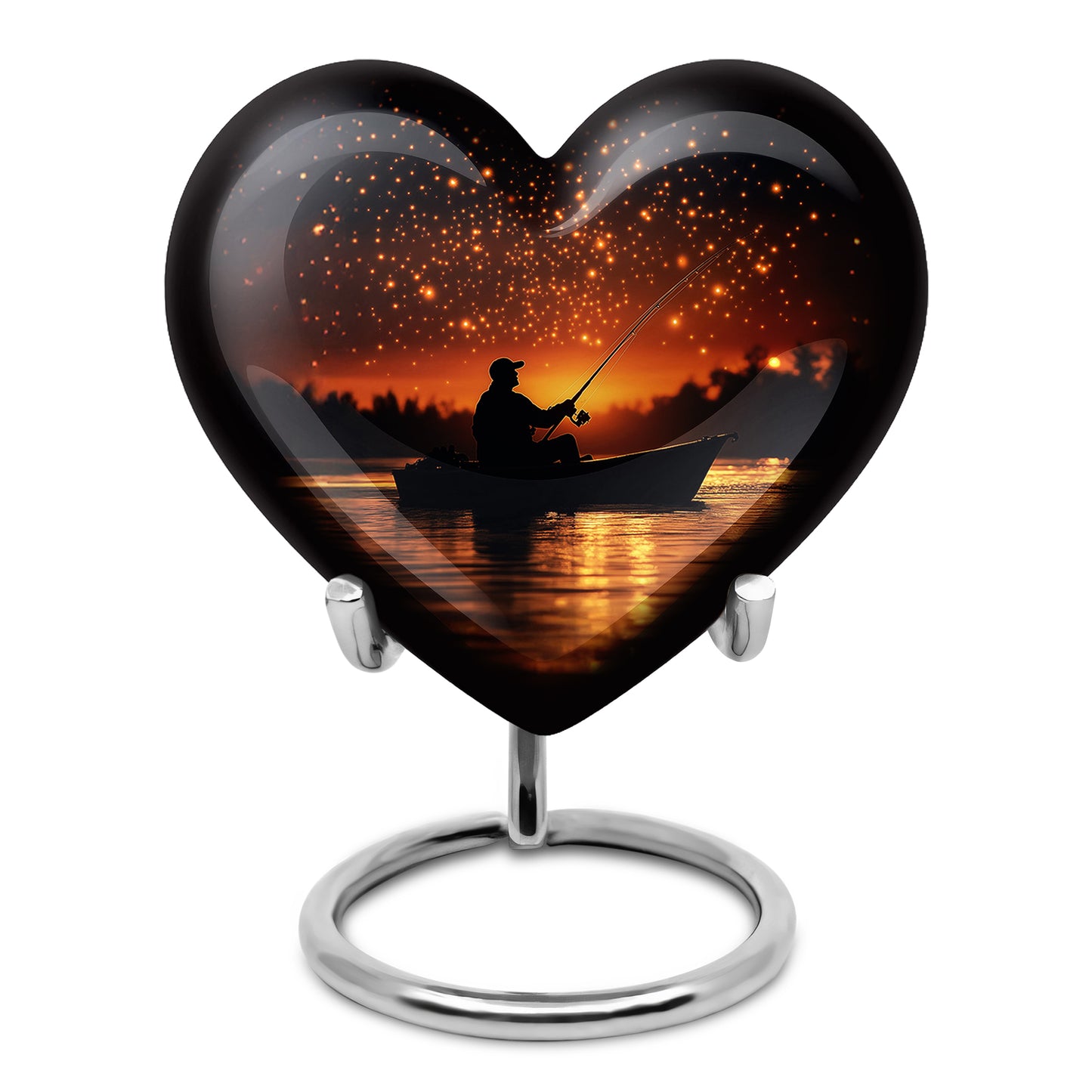 Personalized Fishing Cremation Urns - Soothing Black 10-inch, 200 cu in - Yatskia