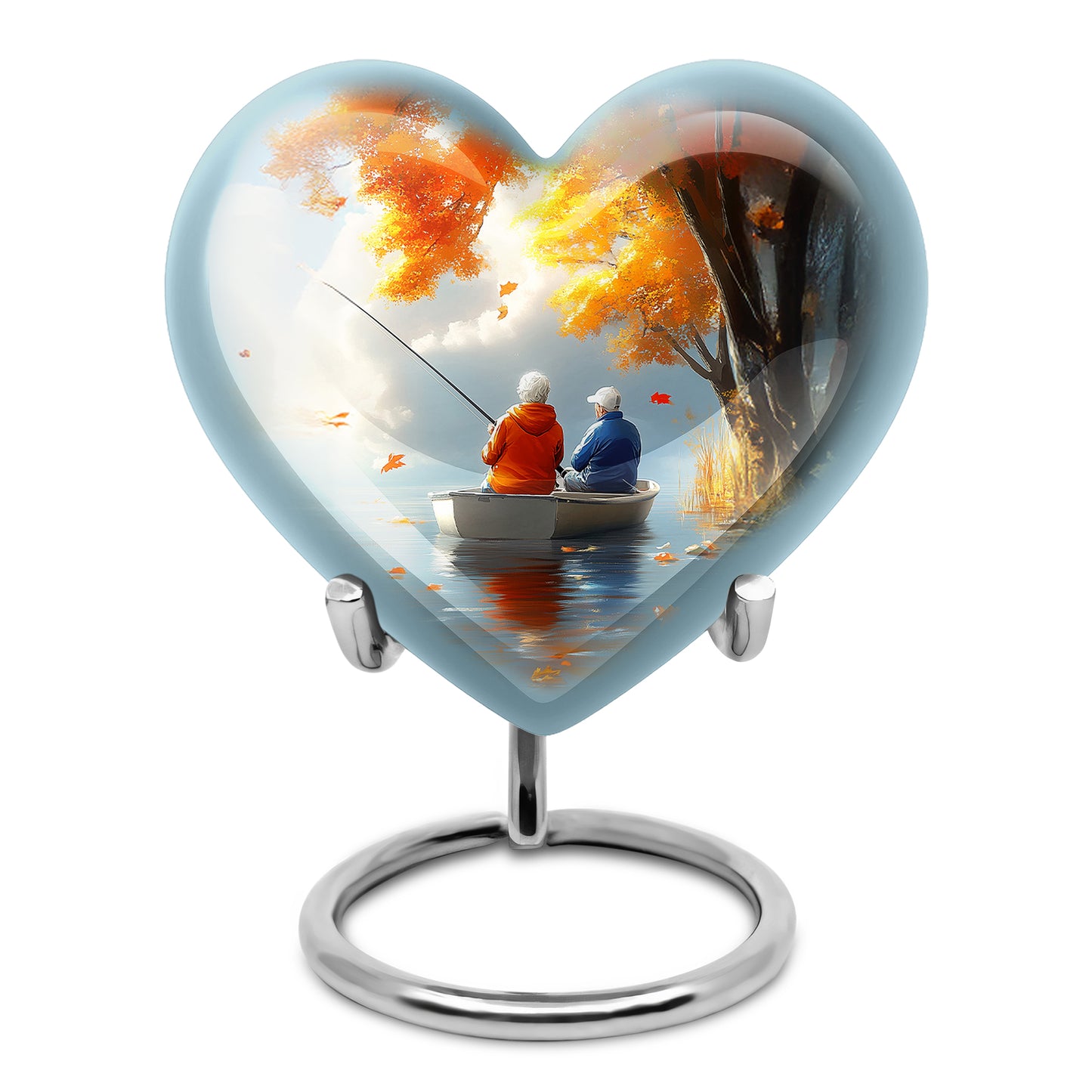 Gold Stately Fishing Cremation Urns for Human Ashes - 10-inch, 200 cu in - Yatskia