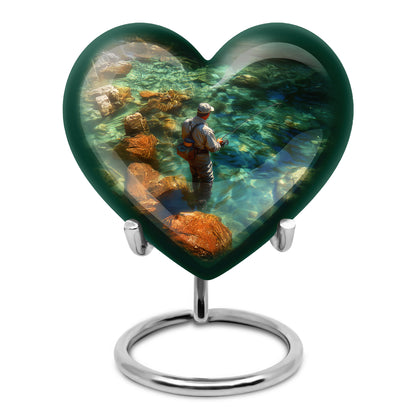 Personalized Green Fishing Cremation Urns for Ashes - Captivating 10-inch - Yatskia