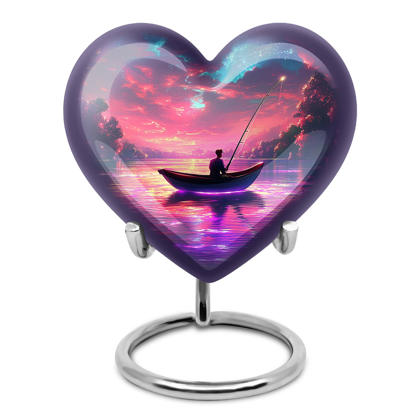 Personalized Pink Heavenly Fishing Cremation Urns for Human Ashes - 10-inch, 200 cu in - Yatskia