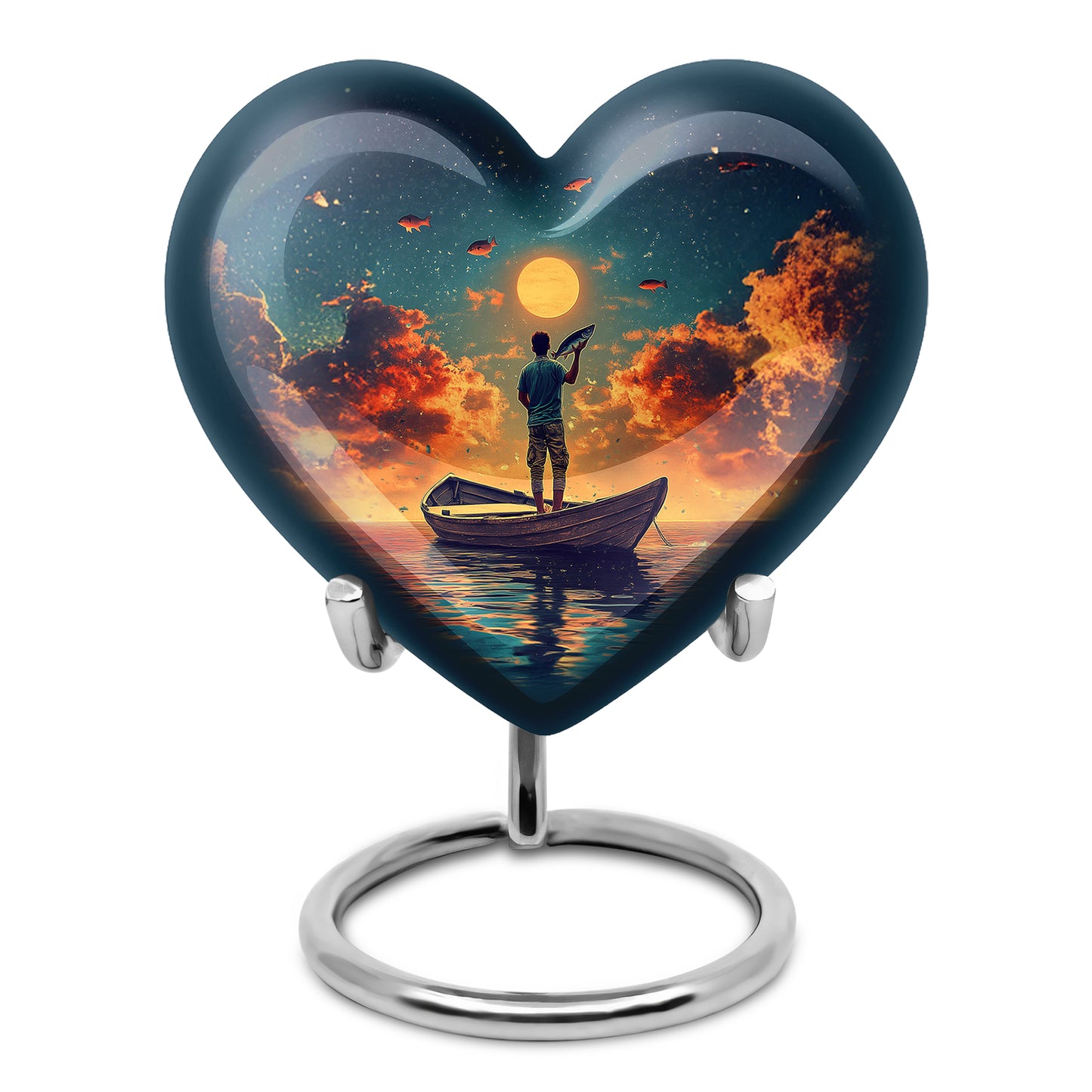 Teal Fishing Cremation Urns - Glorious Sentinel 10-inch, 200 cu in - Yatskia