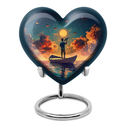 Teal Fishing Cremation Urns - Glorious Sentinel 10-inch, 200 cu in - Yatskia