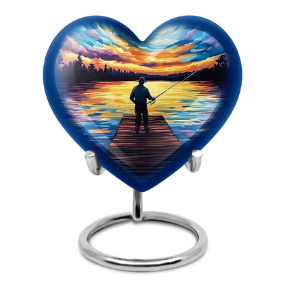 Remarkable Fishing Memorial Cremation Urns - Blue 10-inch, 200 cu in - Yatskia