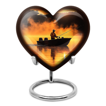 Inspiring Red Fishing Devotion Urn for Human Ashes - 10-inch, 200 cu in - Yatskia