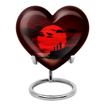 Harmonious Fishing Cremation Urns for Human Ashes - Red 10-inch - Yatskia