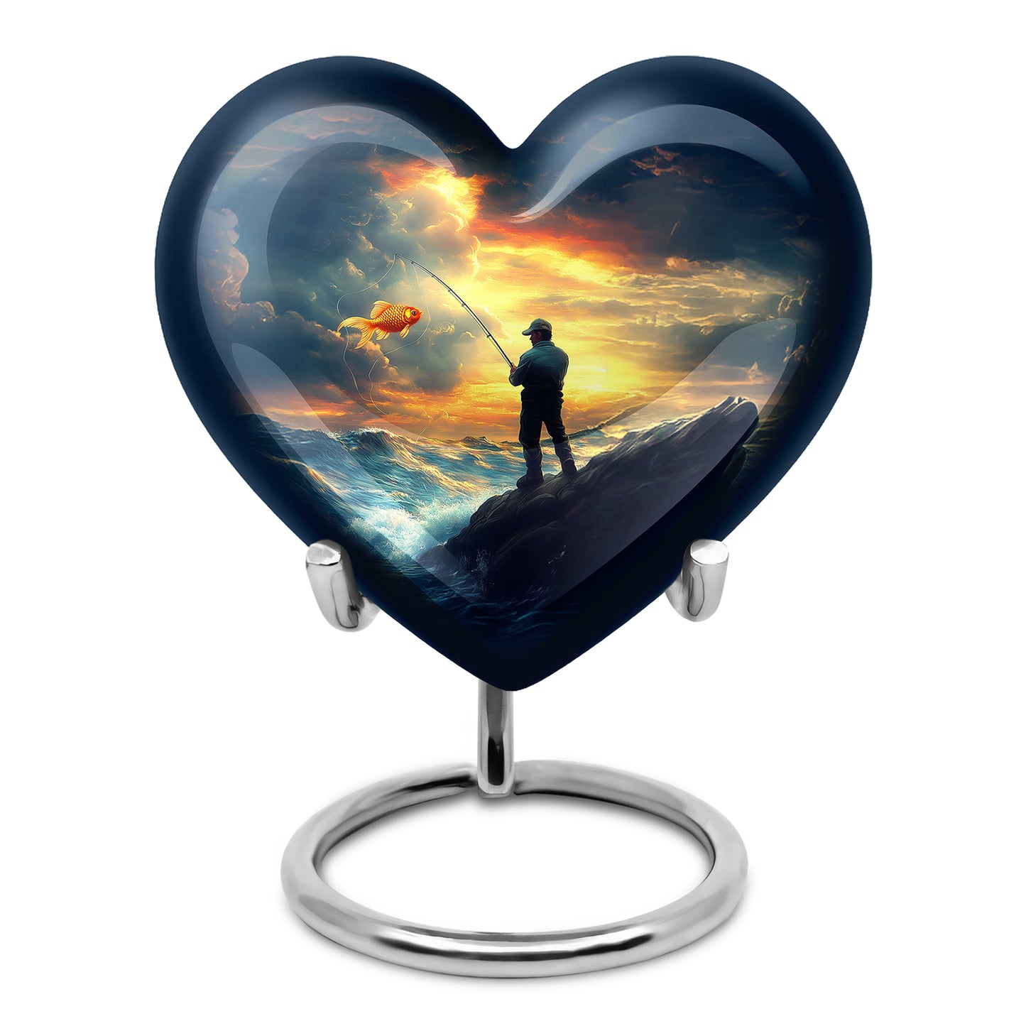 Personalized Blue Fishing Cremation Urns for Ashes - Enchanting 10-inch - Yatskia
