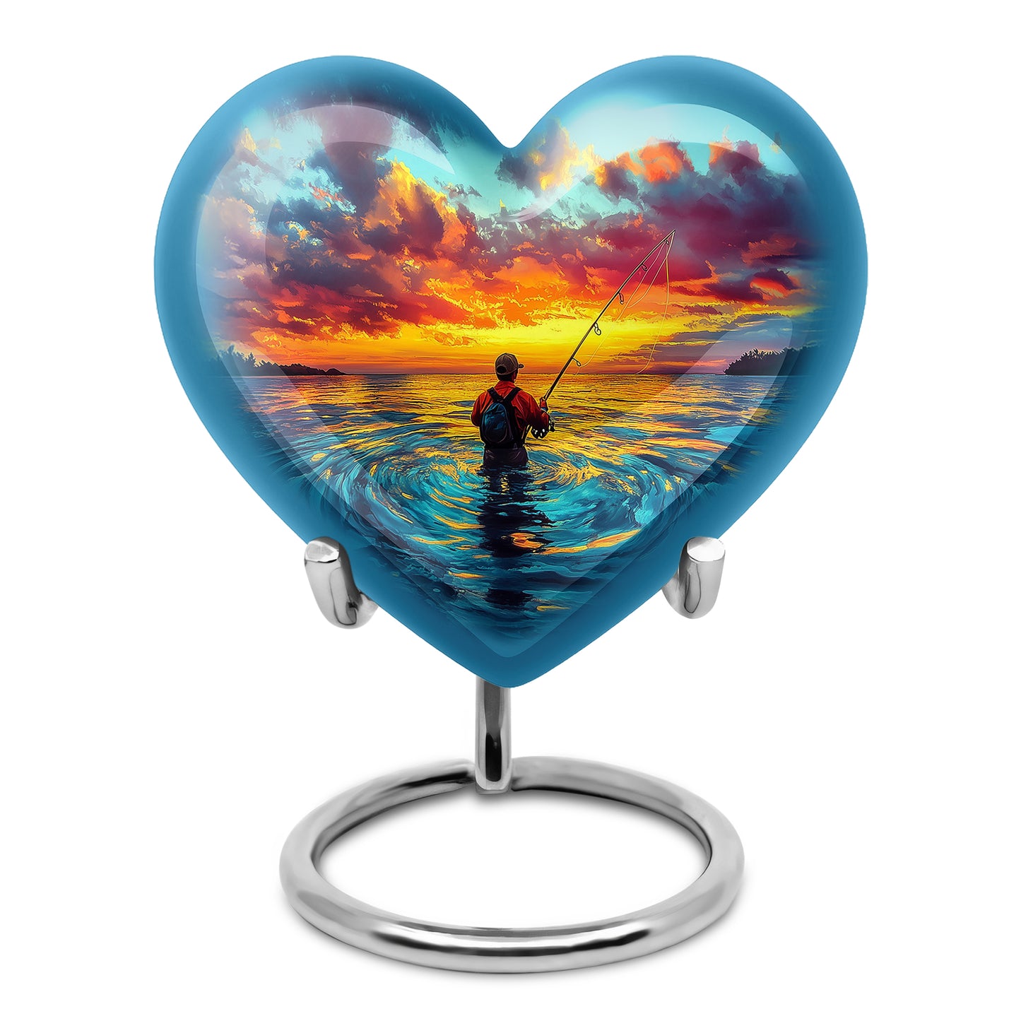Personalized Fishing Cremation Urns - Pristine Teal 10-inch, 200 cu in - Yatskia