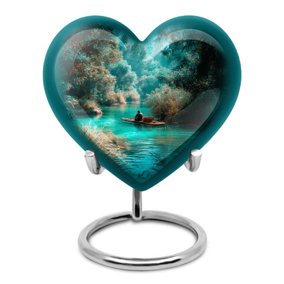 Teal Beloved Fishing Cremation Urns for Human Ashes - 10-inch, 200 cu in - Yatskia