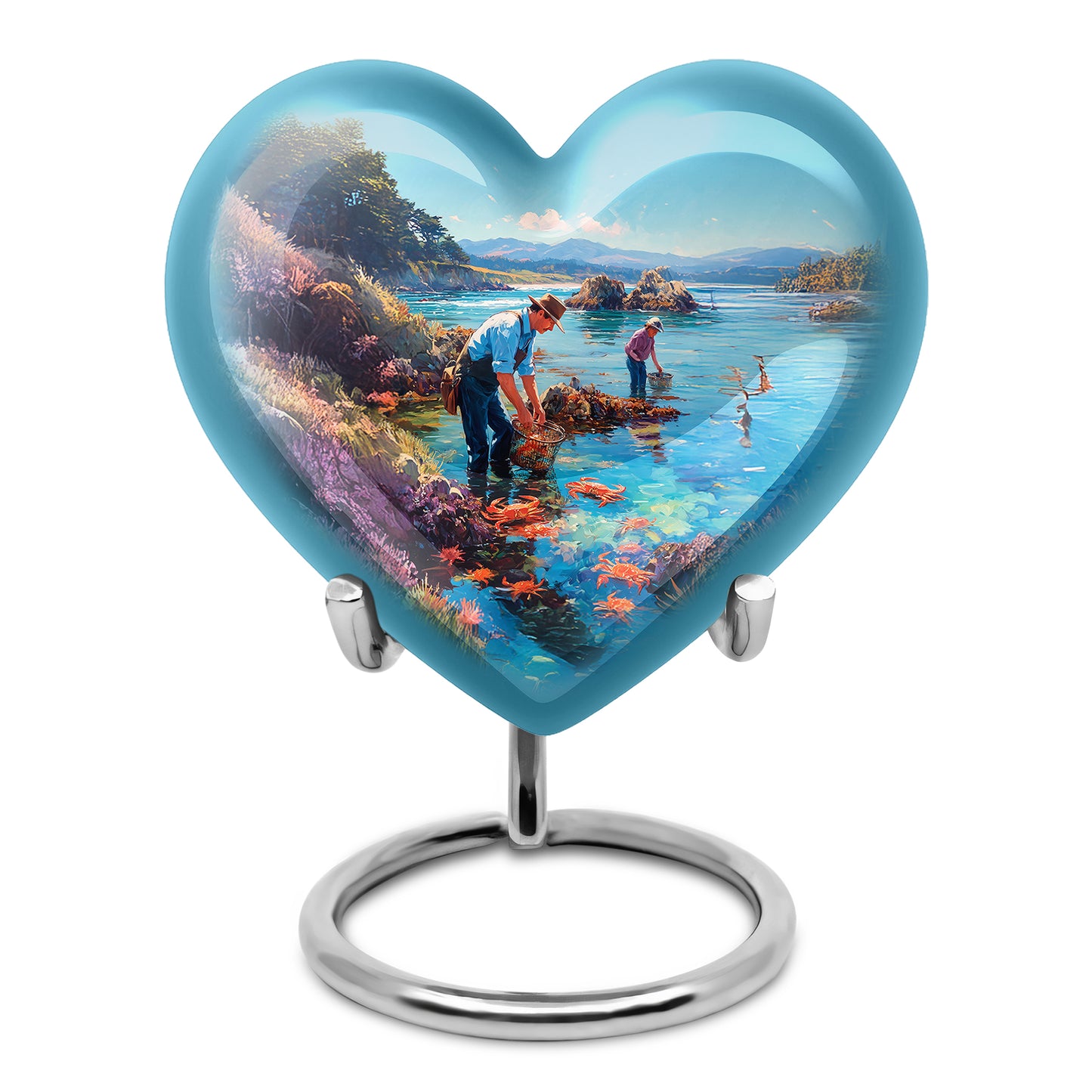 Blessed Fishing Cremation Urns for Human Ashes - Teal 10-inch - Yatskia