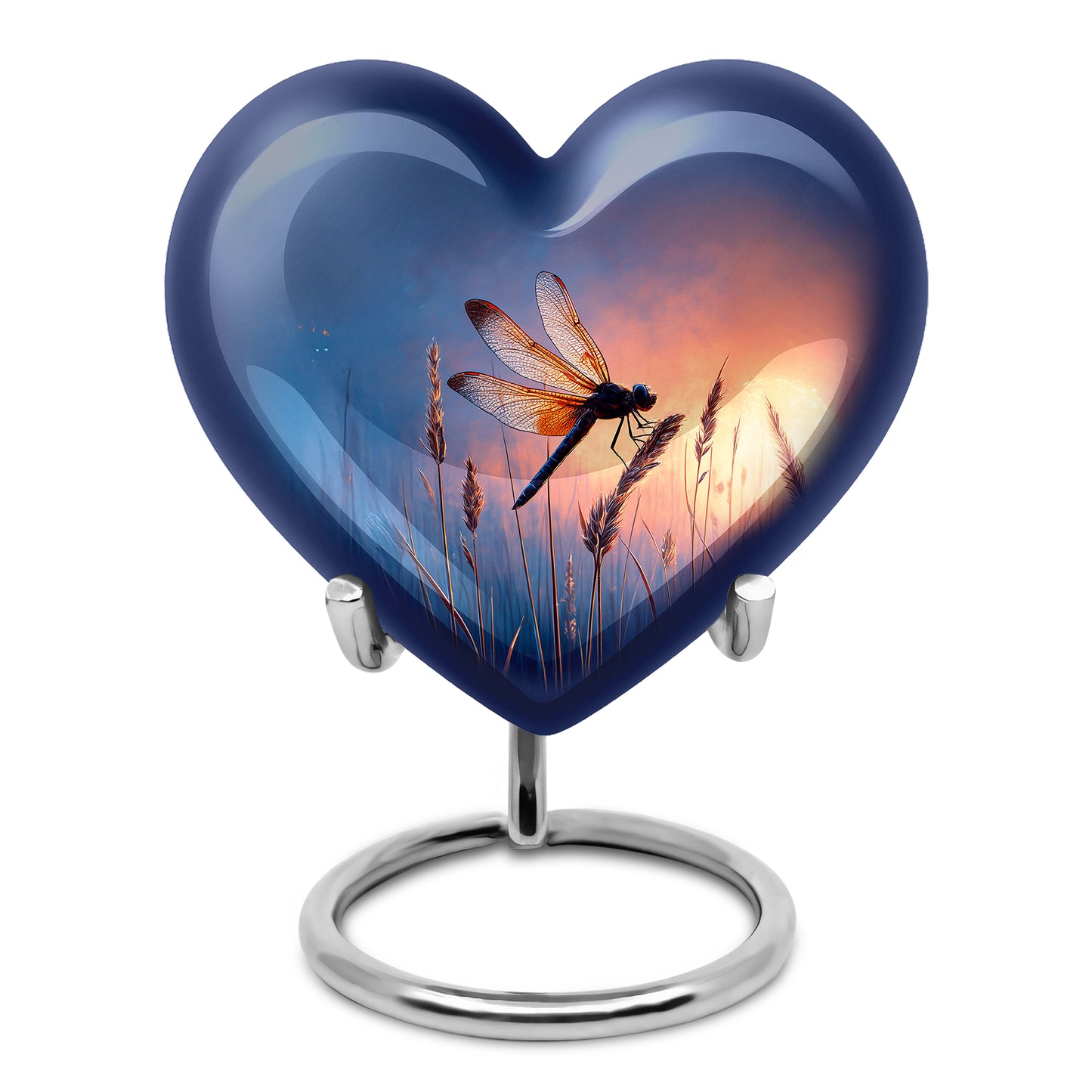 Blue Dragonfly Reflection Cremation Urns for Human Ashes - 10-inch, 200 cu in - Yatskia