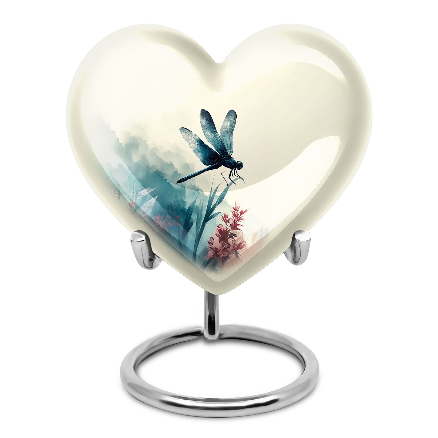 Personalized Seraphic Dragonfly Cremation Urns - White 10-inch, 200 cu in - Yatskia