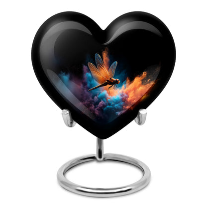 Blessed Dragonfly Cremation Urns for Human Ashes - Black 10-inch - Yatskia