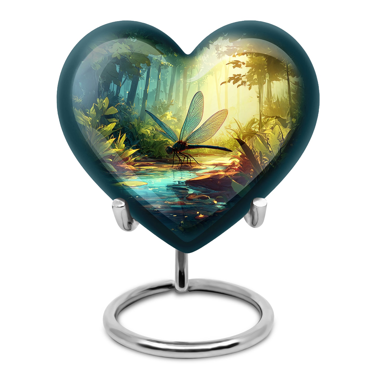 Divine Teal Dragonfly Cremation Urn for Ashes - 10-inch, 200 cu in - Yatskia