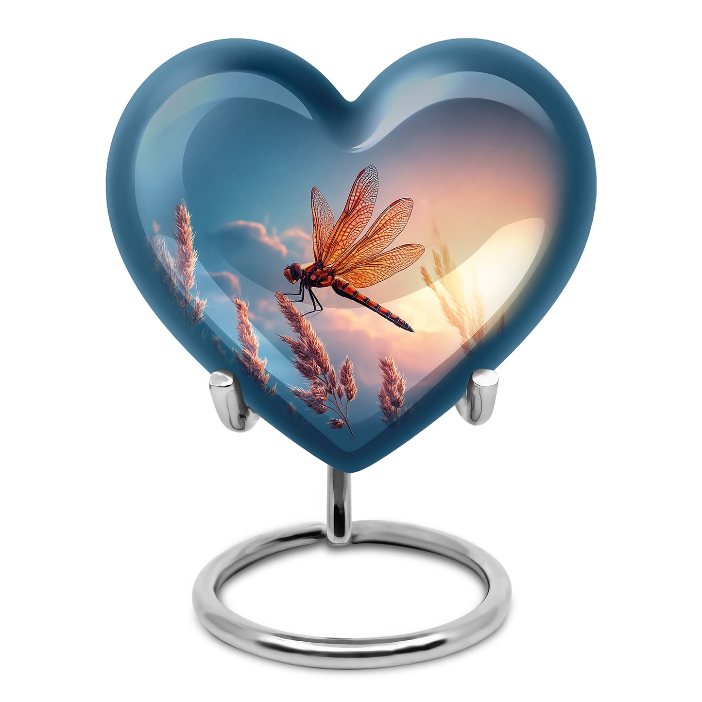 Blue Breathtaking Dragonfly Memorial Urn for Ashes - 10-inch, 200 cu in - Yatskia