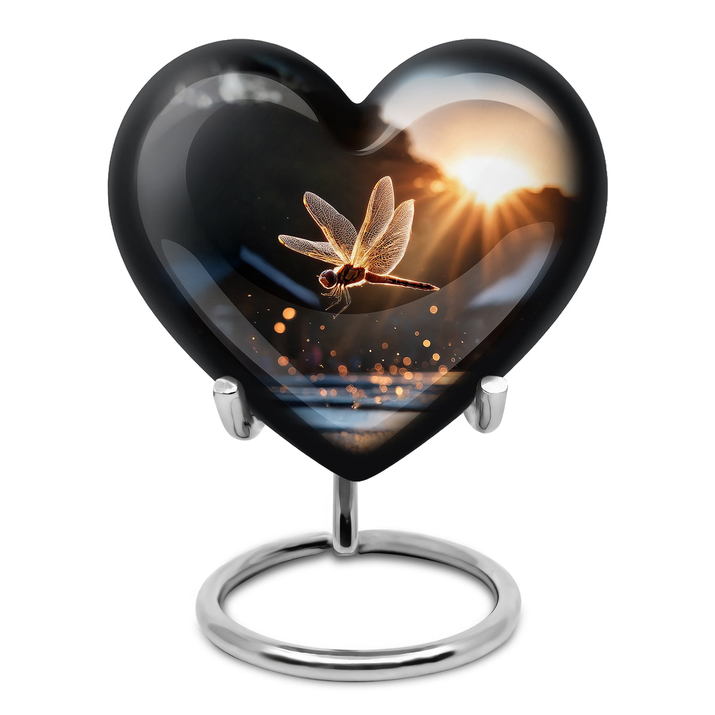 Black Dragonfly Cremation Urns - Enduring Farewell 10-inch, 200 cu in - Yatskia