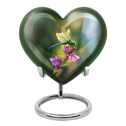 Illustrious Dragonfly Memorial Cremation Urns - Green 10-inch, 200 cu in - Yatskia