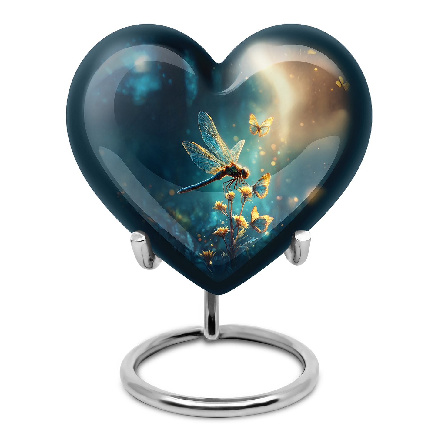 Blue Sacred Dragonfly Cremation Urns for Human Ashes - 10-inch, 200 cu in - Yatskia