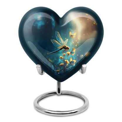 Blue Sacred Dragonfly Cremation Urns for Human Ashes - 10-inch, 200 cu in - Yatskia