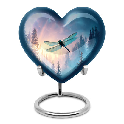 Blue Breathtaking Dragonfly Memorial Urn for Ashes - 10-inch, 200 cu in - Yatskia