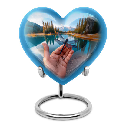 Personalized Blue Cherished Dragonfly Cremation Urns for Human Ashes - 10-inch, 200 cu in - Yatskia