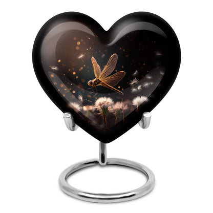 Radiant Dragonfly Memorial Cremation Urns - Black 10-inch, 200 cu in - Yatskia