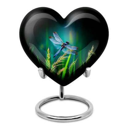 Teal Dragonfly Cremation Urns - Opulent Comfort 10-inch, 200 cu in - Yatskia