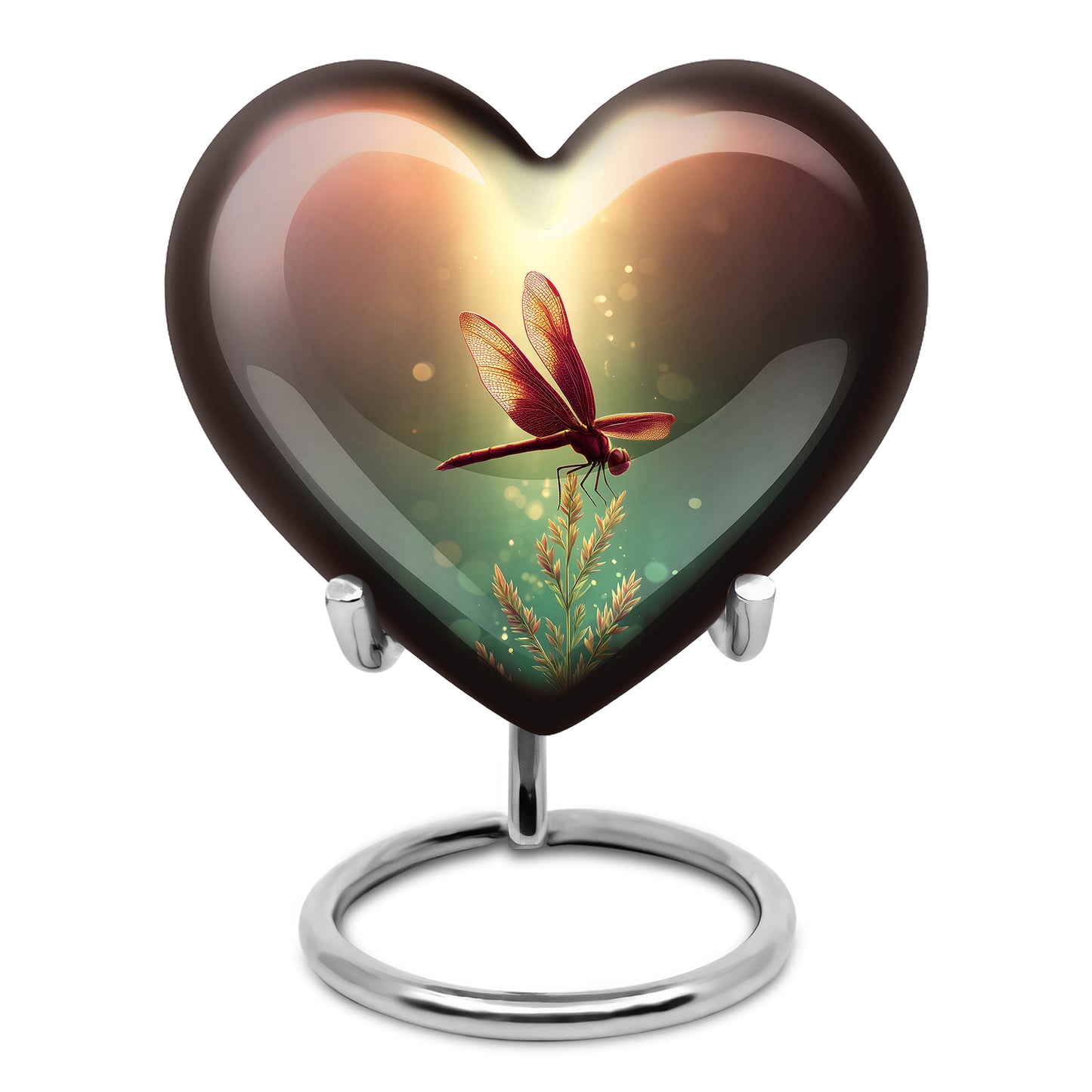 Gold Exquisite Dragonfly Memorial Urn for Ashes - 10-inch, 200 cu in - Yatskia