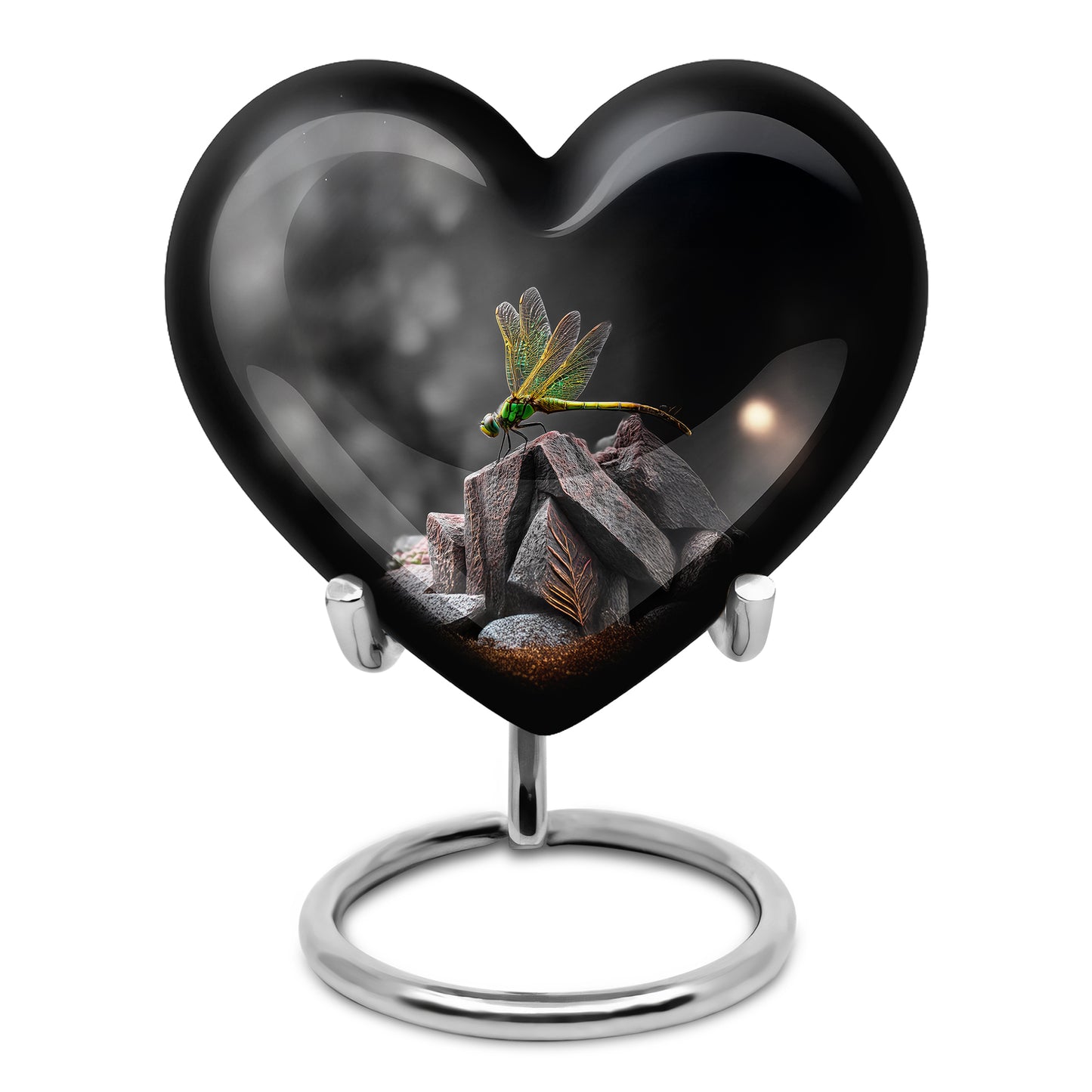 Personalized Eternal Dragonfly Cremation Urns - Black 10-inch, 200 cu in - Yatskia