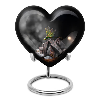 Personalized Eternal Dragonfly Cremation Urns - Black 10-inch, 200 cu in - Yatskia
