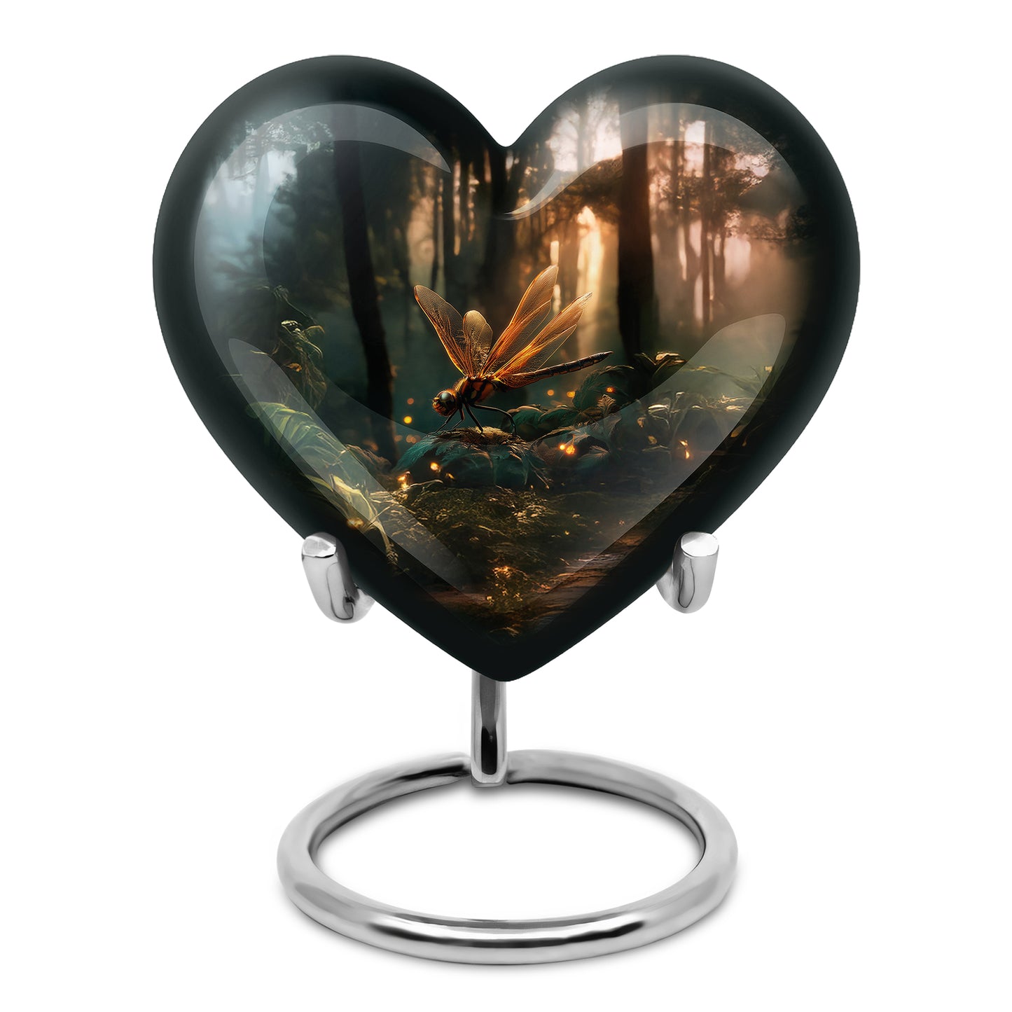 Distinguished Black Dragonfly Cremation Urn for Ashes - 10-inch, 200 cu in - Yatskia