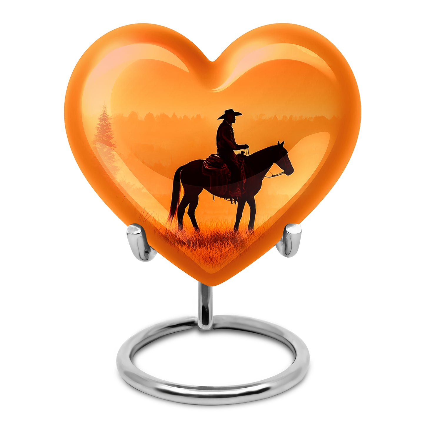 Gold Cowboy Benediction Cremation Urns for Human Ashes - 10-inch, 200 cu in - Yatskia