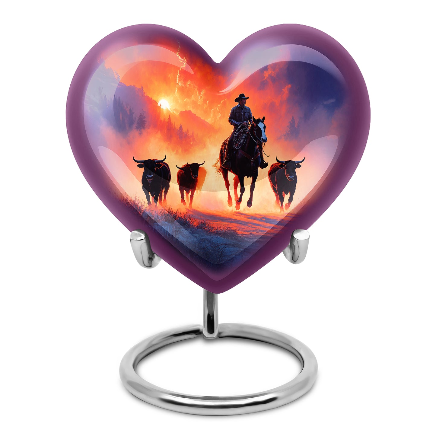 Personalized Elegant Cowboy Cremation Urns - Purple 10-inch, 200 cu in - Yatskia