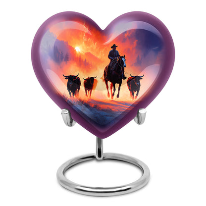 Personalized Elegant Cowboy Cremation Urns - Purple 10-inch, 200 cu in - Yatskia