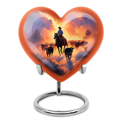 Dignified Purple Cowboy Cremation Urn for Ashes - 10-inch, 200 cu in - Yatskia