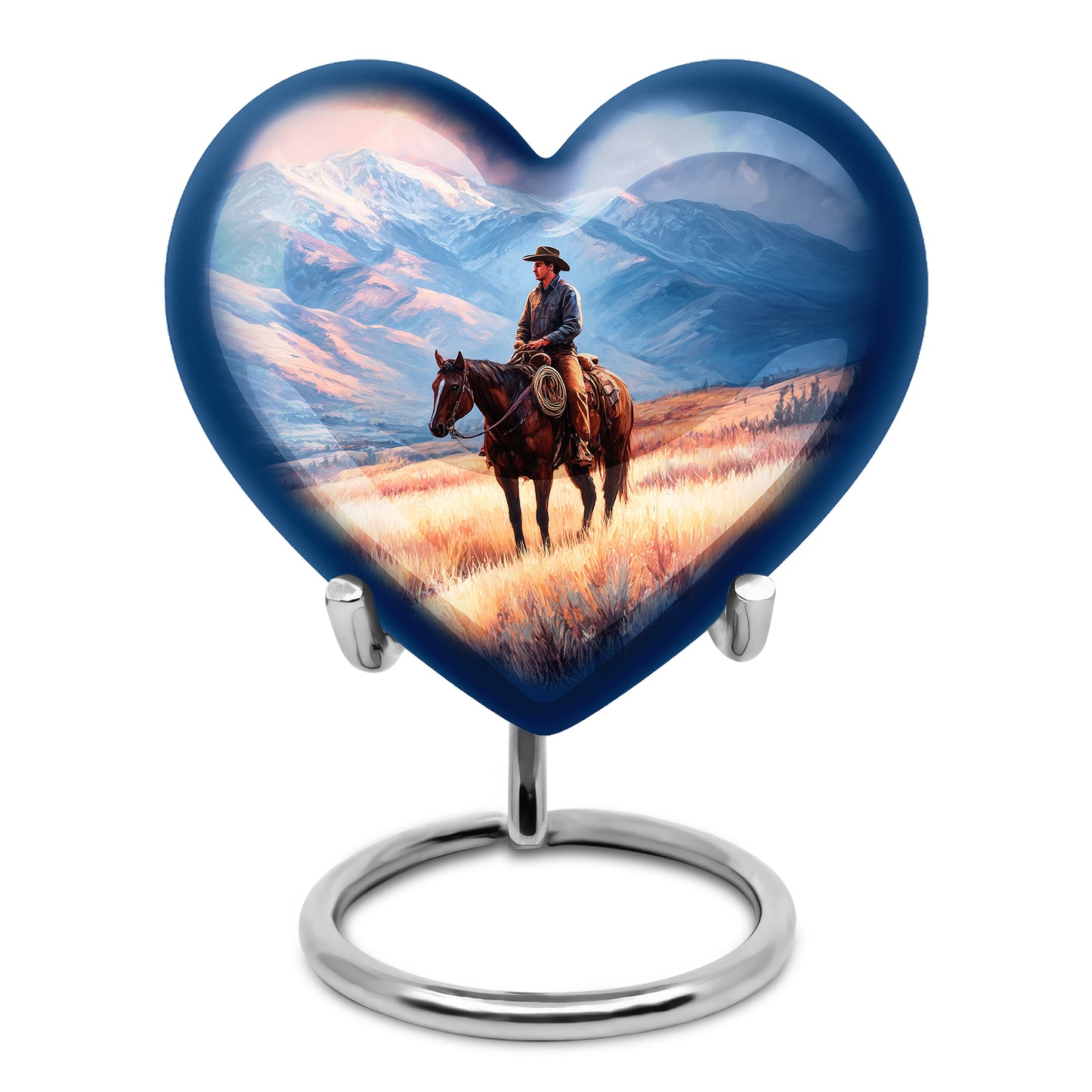Personalized Blue Cowboy Cremation Urns for Ashes - Majestic 10-inch - Yatskia