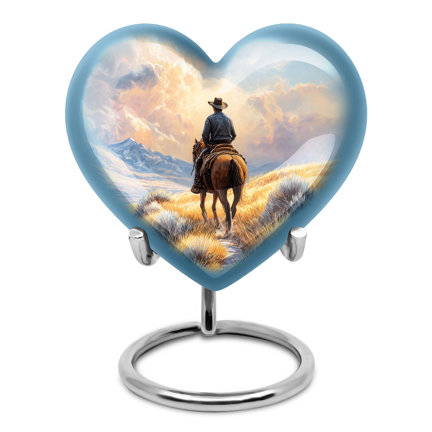 Gold Treasured Cowboy Cremation Urns for Human Ashes - 10-inch, 200 cu in - Yatskia